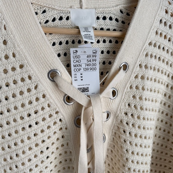 POINTELLE-KNIT JUMPER WITH LACING - Picture 3 of 9